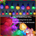 Waterproof Christmas G40 Globe String Lights 18FT 25 LED Plug in - Outdoor Colorful Patio Balcony Garden Hanging Decorations, Grinch Christmas Tree Lights for Porch, Camping & Party Use