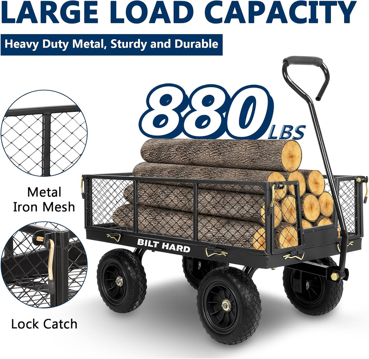 bilt hard 10" flat free tires heavy duty showing dimensions