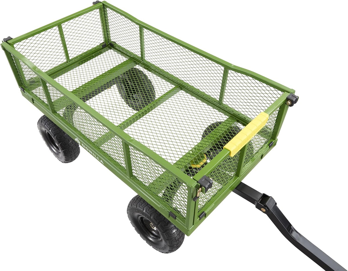 gorilla carts steel utility garden cart, 800 lb., front angle view