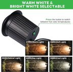 In Ground Landscape Lighting Low Voltage - 2700K-5000K 5 Color Selectable LED IP67 Well Lights, Turret Top 12V Outdoor in-Grade Light, ORB Aluminum for Driveway Garden Lawn 3W 170LM 4 Pack