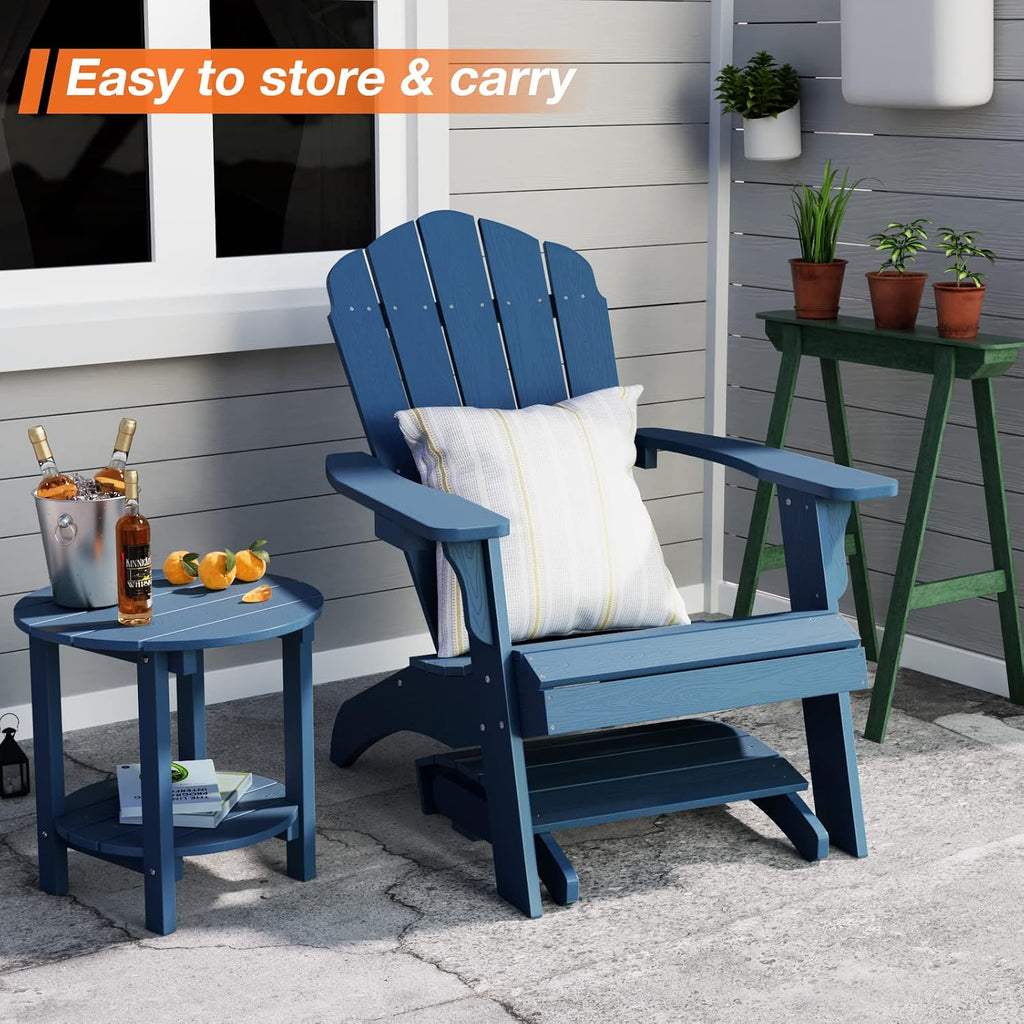 YEFU Folding Adirondack Ottoman Outdoor Set of 2, Navy Blue | Fade and Rust Resistant Footstool for Adirondack Chair, All-Weather Foot Rest for Outside Patio Garden Lawn Pool Backyard