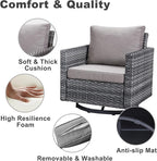 Belord Spacious 11 Pieces Patio Conversation Set - 5-Seater Outdoor Furniture Sectional Sets with Swivel Glider Chairs Set of 4 and Storage Box, Metal Top Coffee Table with Embedded Ottoman Gray