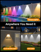 JOFIOS Solar Fence Lights Outdoor, 9 Fixed Colors ＆ Color Changing Fence Lights Solar Powered Waterproof IP65 Dusk-to-Dawn LED Deck Lighting for Patio, Railing, Pool, Porch, Backyard, Wall, 12 Pack