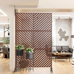 Casaphoria Metal Privacy Screen Outdoor, 72" H x 47" W Freestanding Decorative Privacy Screen for Patio Deck Balcony Garden with Stable Base, Brown-Parallel