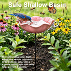 Handmade Metal Flower Garden Stake Bird Bath Bowl Butterfly Feeders,Hummingbird Bath Bee Watering Station for Garden Yard Decorative Garden Stakes (Pink-4pcs)