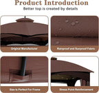 SCOCANOPY Brown Ripstop Replacement Top for Lowe's Allen Roth 10X12 Gazebo Model #GF-12S004B-1/ GF-12S004BTO