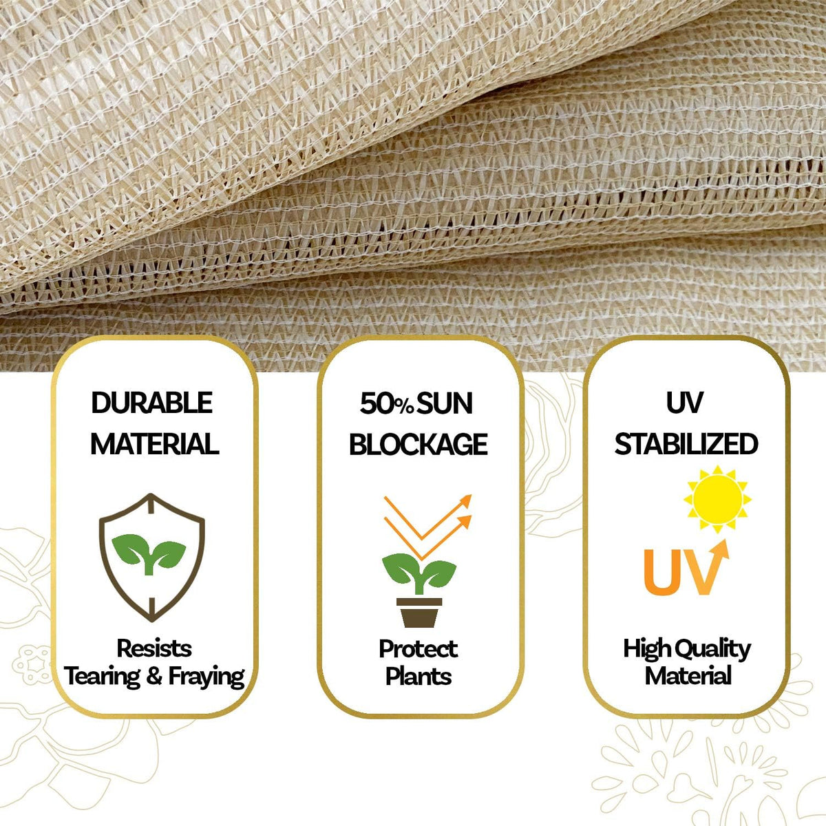 alion home hdpe 50% sun block garden netting, close-up detail