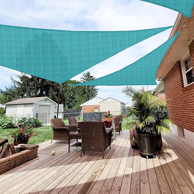 Patio Paradise 6' x 6' x 6' Sun Shade Sail Triangle Canopy Shade Cloth Fabric Sunlight Block Patio Pergola Cover HDPE Deck Awning for Outdoor Backyard Roof Shading, Turquoise