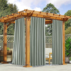 NICETOWN 2 Panels Sage Green Blackout Outdoor Curtains Patio Waterproof, Thermal Insulated Top & Bottom Pocket & Back Tab Windproof Drapes Privacy Soundproof for Pergola with Rope, W52 x L95