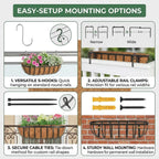 16" railing planter window box with coco fiber on a desk or shelf