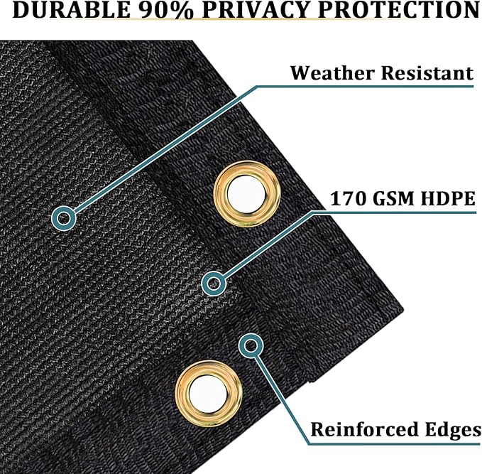 Shade&Beyond 4' X 50' Fence Privacy Screen Heavy Duty 170 GSM Fencing Mesh Shade Net Cover for Wall Garden Back Yard Outdoor Home Decoration, Black