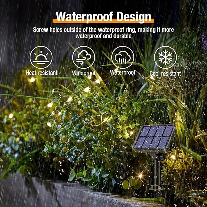 btfarm Solar String Lights for Outside, 6 Pack 198FT 480LED Solar Fairy Lights Waterproof with 8 Modes, Twinkle Solar Powered Outdoor Lights for Tree Garden Yard Christmas Wedding Party, Warm White