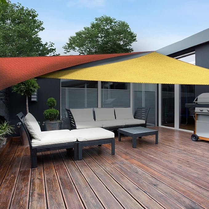 ASTEROUTDOOR Sun Shade Sail Triangle 16' x 16' x 22.64' UV Block Canopy for Patio Backyard Lawn Garden Outdoor Activities, Cream