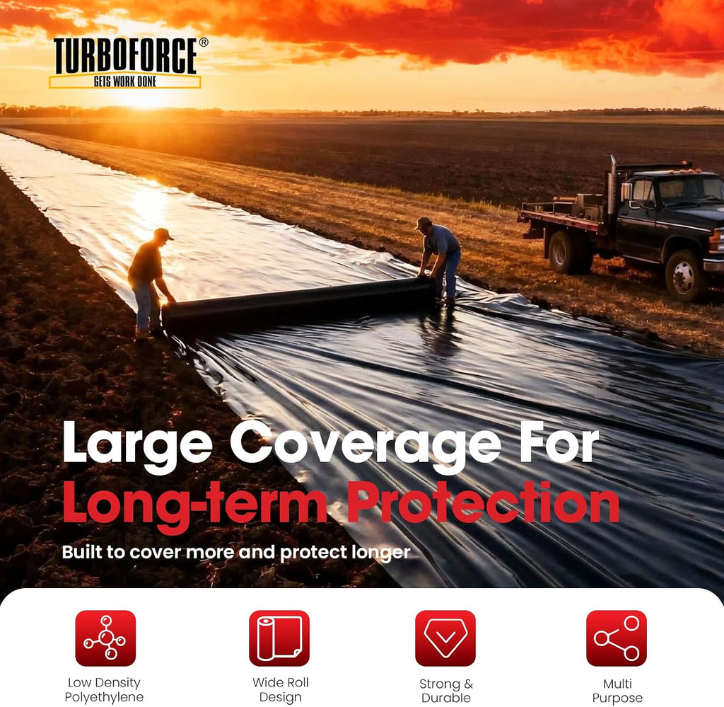 6 mil black plastic sheeting (10' x 100') shown in use