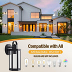 EJIAXIN 2 Pack Exterior Lighting Fixtures, 13" Black Outdoor Wall Light | Clear Glass Shades, Waterproof Metal Construction,Rust-resistant, Easy Installation,Standard E26 Socket, for Patio Garage