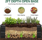Vengarus 8x4x2FT Galvanized Raised Garden Bed Kit, Large Rectangle Elevated Planter for Vegetables, Flowers, Herbs and Succulents - 479 Gallon Capacity,Black