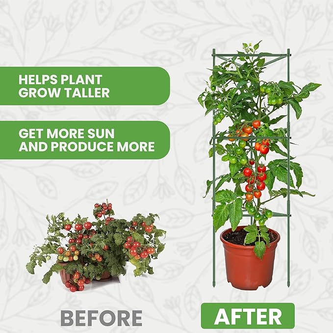 Tomato Cage - Large Trellis Stakes and Plant Support Structures for Vegetables and Climbing Plants - Tall Tomato Cages for Garden, Pots, Raised Garden Bed Outdoor Supplies (6 Pack - Up to 48")
