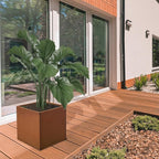 Corten Steel Planter Box Outdoor Planter Metal Square 20 Inch Large Steel Flower Pot Rustic Cube Patina Tall Plant for Commercial Residential Patio Yard Garden
