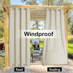 NICETOWN Weighted Outdoor Curtain for Patio Waterproof, Rustproof Grommet Top and Bottom Outdoor Divider Windproof Thermal Insulated Drape for Balcony/Cabana, Beige, 1 Panel, W100 x L108