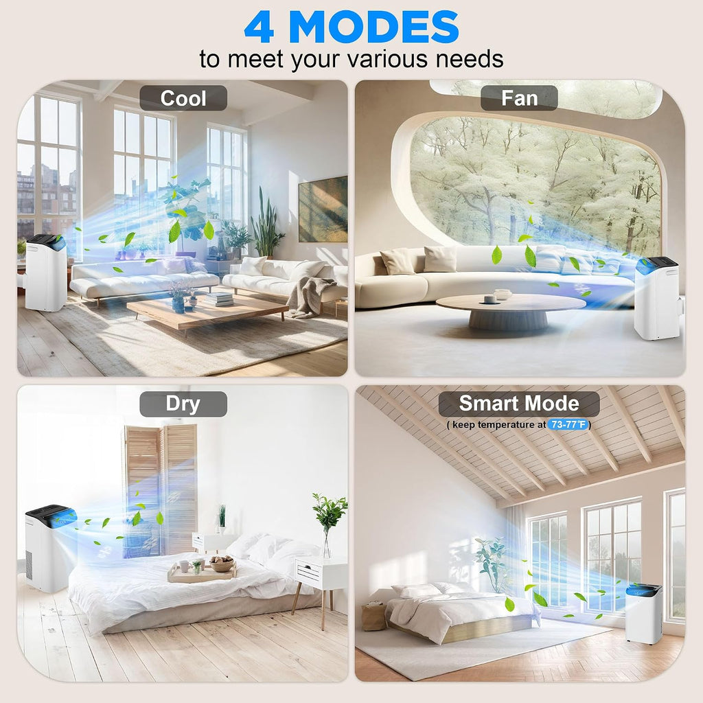 14000 btu portable air conditioners with remote control, close-up detail