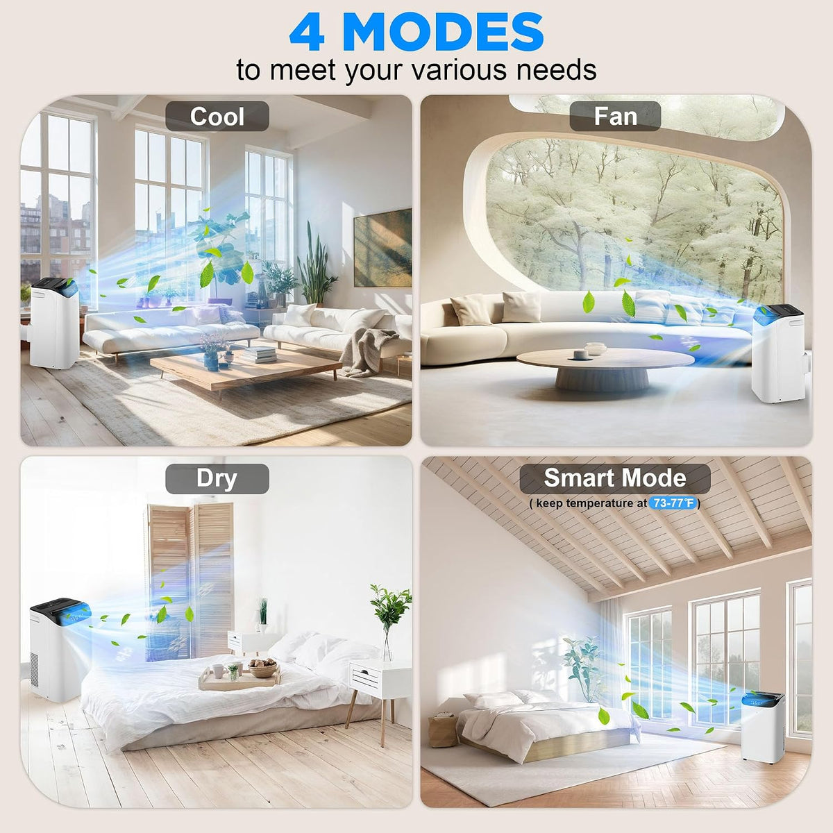 14000 btu portable air conditioners with remote control, close-up detail