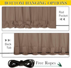 NICETOWN 2 Panels Outdoor Curtains Waterproof Pocket & Back Tab on Top & Bottom, Thermal Insulated Windproof Sun Blocking Outside Privacy Drapes for Patio with Fixed Rope, W84 x L95, Tan