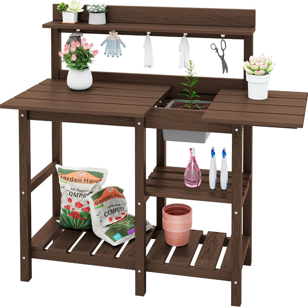 serwall outdoor potting bench with removable sink,gardening table,coffee, main product view