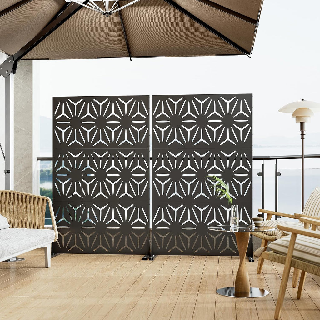 qinptwut 72" metal privacy screen, outdoor freestanding privacy, main product view