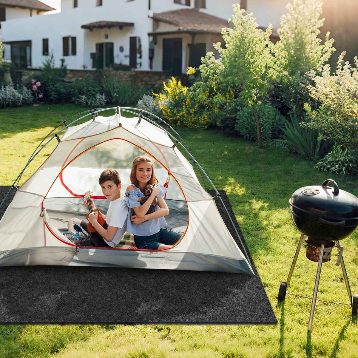 all-weather shed floor mat - for outdoor storage, front angle view