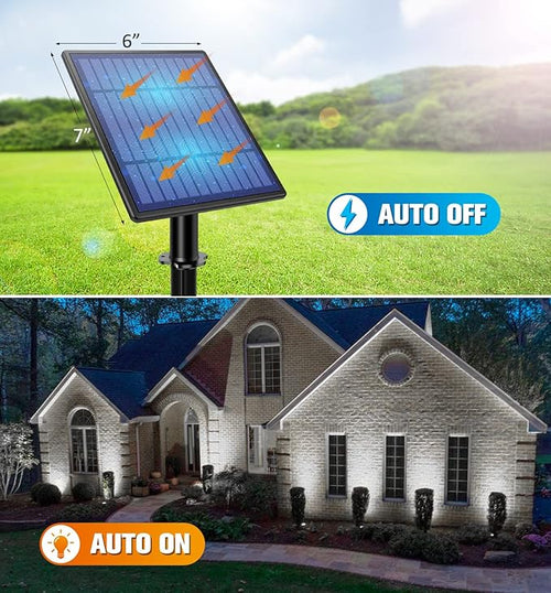 APONUO Solar Spotlights Landscape Lights Low Voltage Outdoor Solar Spotlight IP65 Waterproof 9.8ft Cable Auto On/Off with 4 Cool White for Outdoor Garden Yard Landscape Downlight (4-in-1)
