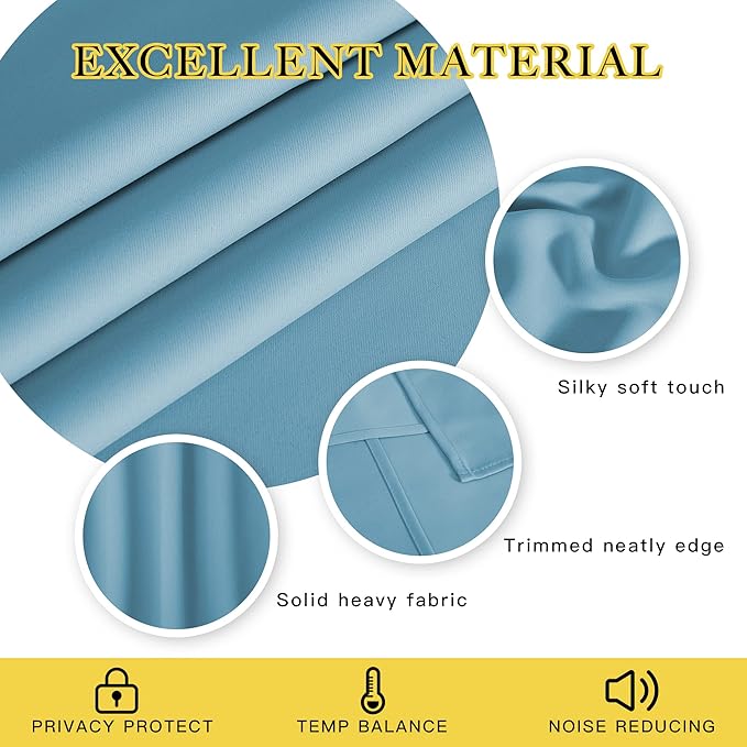 NICETOWN Thermal Insulated Blackout Curtain - (Teal Blue Color) Thermal Insulated Window Treatment Drape, Room Darkening Modern Drapery for Boy's Room,52x95 inches, One Panel