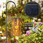 2 Pack Solar Lanterns Outdoor Waterproof Hummingbirds Birthday Gifts for Women Mom Grandma Garden Decor Hanging LED Decorative Light for Patio Yard Lawn Gardening Gifts