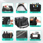 HAUSHOF Large Grill and Picnic Caddy with Paper Towel Holder | Condiment Pocket, Foldable BBQ Organizer Easy Carry Griddle Caddy for Camping, RV, Outdoor Waterproof Oxford Cloth (Black)
