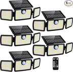 MIHANI Solar Lights Outdoor, Quick Charge Solar Motion Deck Lights Outdoor for Deck with High Brightness, Larger Built-in Tempered Glass Panel, Sensitive PIR Motion Inductor (Remote,5 Pack)