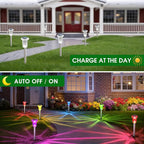 Solar Outdoor Lights, 10 Pack Solar Pathway Lights Outdoor Waterproof, Stainless Steel Stake Lighting for Garden Yard Path Walkway Driveway Patio Lawn Outside Decor,Color Changing