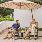Devoko PP Material Rocking Chair Outdoor Indoor All Weather High Back Patio Rocker for Adult Heavy Duty Rocking Chair for Patio Backyard Porch Garden (Heavy Duty, Light Brown)