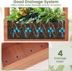Giantex Raised Garden Bed with 2-Sided Trellis & Hanging Roof, Fir Wood Planter Box w/Drainage Holes, Freestanding Garden Planter for Flowers Herbs Climbing Vines (43"x15"x45")