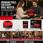Grill Cleaning Robot, Electric Grill Brush with 4 Heads, 304 Stainless Steel Rotary Brush, Cordless Rechargeable BBQ Cleaner, 150Mins Runtime, 380 RPM, Automatic Grill Cleaner for Outdoor Grill, Red