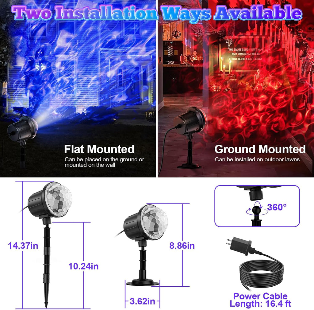 Halloween Projector Lights Outdoor,RGBW Ocean Wave Light Projector with Remote&Timer,IP65 Waterproof Outdoor Projector for Christmas Yard, House Parties, Bedroom Ceiling Decor (Holiday Gift Idea)