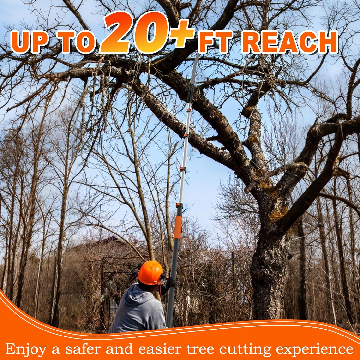 SISUPASSIE 26FT Reach Pole Saw for Tree Trimming, Telescoping Tree Pruner Extendable with 5-20FT Extension Pole, Manual Saw for Garden, Patios, Yard