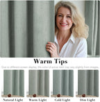 H.VERSAILTEX White Linen Blackout Curtains Durable Thick Textured Linen Look 100% Blackout Patio Door Curtain Anti Rust Grommet Extra Wide Sliding Door Curtain Panel, W100 x L108 inch, Green Bay