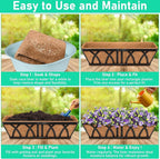 Riare 4 Pack 36 Inch Rectangle Coconut Liners for Planters, Natural Coconut Fiber Planter Liners, Window Box Liner Trough Coco Liner for Outdoor Flower, Garden Wall, Deck & Fence Planter Boxes