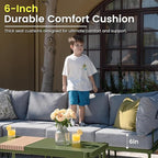 Sundale Outdoor 5 Pieces Patio Furniture Set, Metal Sectional Sofa Patio Conversation Set with Coffee Table, Modern Patio Corner Couch for Balcony, Porch, Sunroom