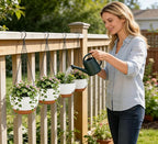 Set of 4-8 Inch Self Watering Hanging Planters for Indoor Outdoor，Hanging Plant Pots with Drainage & Removable Tray, Hanging Pots Holder for Ivy, Pothos, Ferns, Balcony & Patio, White Brown