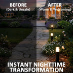 6PK Low Voltage Bollard Lights Die-Cast Aluminum & Real Glass Pathway Lights 1.2W 95LM 2700K Warm White G4 Replaceable Bulb Included, Waterproof Outdoor Landscape Lighting