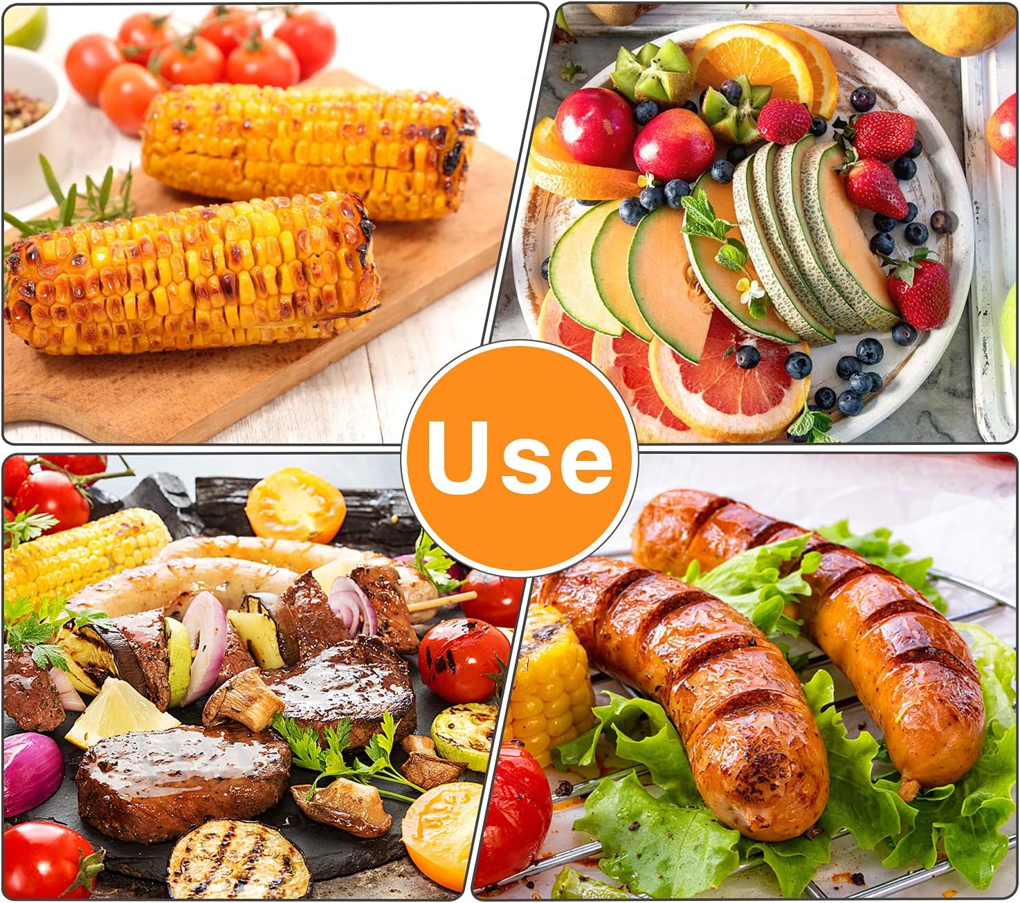 18 Pcs Stainless Steel Corn Cob Holders with Butter Spreading Tool | Colorful Silicone Handle, Interlocking Corn Holders, Fruit Meat BBQ Forks Skewers, For Home Cooking Party Camping Picnics