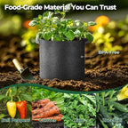 T4U Fabric Plant Grow Bags with Handle 7 Gallon Pack of 5, Heavy Duty Nonwoven Smart Garden Pot Thickened Aeration Nursery Container Black for Outdoor Potato, Tomato, Chili, Carrot and Vegetables