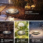 Brass Low Voltage Landscape Well Lights (5" Cover, 5.5" Tall), 12V LED Wired In-Ground Outdoor Up Lighting Fixture Waterproof, Adjustable Beam Direction Base, Without MR16 Bulb (4 Pack)