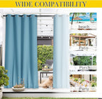 NICETOWN 2 Panels Weighted Blackout Outdoor Curtains for Patio Waterproof, Grommet & Back Tab on top and Bottom Windproof Privacy Thermal Drapes for Cabana with Fixed Rope, W52 x L95, Teal Blue