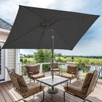 JEAREY 6.5x10 ft Rectangular Patio Umbrellas Rectangle Outdoor Umbrella with Push Button Tilt and Crank, Market Table Umbrella 6 Sturdy Ribs UV Protection for Poolside Garden Backyard Deck, Gray